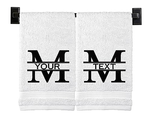 Personalized Hand Towels | Set of 2 | Choose from 12 Fonts | Genuine Turkish Cotton | Oeko-Tex Certified | Personalized Towels | Bathroom Hand Towels - color: White - Hand Towels