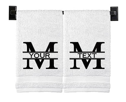 Personalized Hand Towels | Set of 2 | Choose from 12 Fonts | Genuine Turkish Cotton | Oeko-Tex Certified | Personalized Towels | Bathroom Hand Towels - color: White - Hand Towels