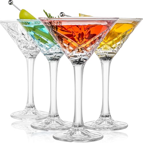 Vintage Martini Glasses, Set of 4 Crystal Coupe Glasses, 4oz Stemmed Cocktail Glasses, Margarita Cups, Champagne Glasses for Espresso Martini, Manhattan as Bar Glassware, Gifts - style: Art Deco