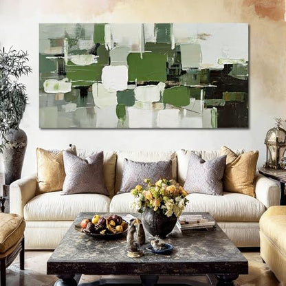 Abstract Canvas Wall Art Green White Black Gray for Living Room 29x58 Inch - color: White and Green and Black, size: 58"L x 29"W
