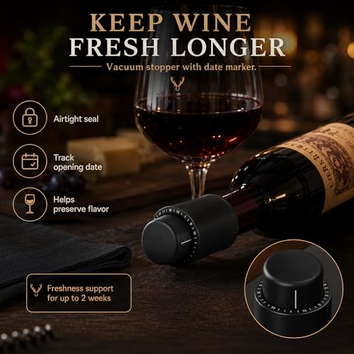 BLUBYEES 4-in-1 Electric Wine Opener Set – Rechargeable Automatic Corkscrew, Foil Cutter, Aerator & Vacuum Stopper, Wine Accessories Gift Set for Dad, Father’s Day Gifts for Men, Husband, Wine Lovers | Foil Cutter, Aerator Pourer, Vacuum Stopper, Automati
