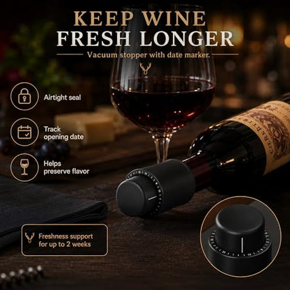 BLUBYEES 4-in-1 Electric Wine Opener Set – Rechargeable Automatic Corkscrew, Foil Cutter, Aerator & Vacuum Stopper, Wine Accessories Gift Set for Dad, Father’s Day Gifts for Men, Husband, Wine Lovers | Foil Cutter, Aerator Pourer, Vacuum Stopper, Automati