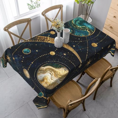 Worltoldb Moon and Sun Tablecloth - Waterproof Boho Cloth for Kitchen Dining - Washable Tarot Cover for Parties, Wedding, Picnic - color: White2