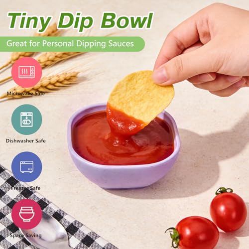 SHECIPIN 12 Pack Unbreakable Dipping Bowls, 4.5 OZ Soy Sauce Dishes，dipping sauce cups，small bowls for dips (Elegant purple) - color: Elegant purple