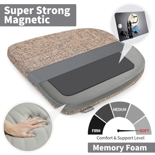 SINOSSO Memory Foam 14" Metal Chair Cushions 4 Pcs, Modern Interwoven Style Magnetic Chair Pads for Dining Kitchen Cafe Bistro Stackable Chair (U-Shape, Light Brown, 4) - color: Light Brown