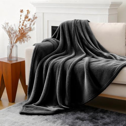 3-Pack Fleece Throw Blankets 50x60, 300GSM Soft Flannel Plush Blanket, Lightweight Warm Couch Sofa Bed Blankets, No Shedding All Season (Black) - color: Black