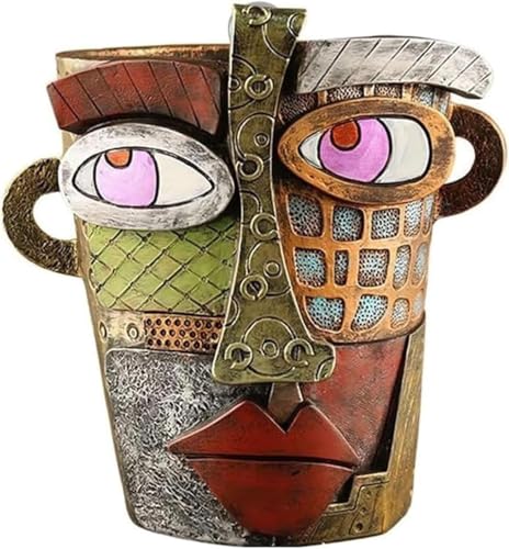 Picasso Brutalist Abstract Beauty Face Flower Pot, Head Planter for Indoor Plants, Funny Abstract Planters (Black) - color: Black