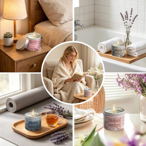Scented Candles for Women, 4 Pcs Aromatherapy Candles with Natural Soy Wax | Candle Gift Set Long-Lasting Burn, Festive Fragrances for Christmas, Thanksgiving, Birthday & Holiday