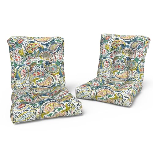LVTXIII Outdoor Solid Low Back Cushion, Patio Tufted Replacement Rocking Chair Cushion with Ties, 2 Count Seat and Back Chair Cushions for Patio Furniture Use, 42 L x 21 W, Paradise Paisley - color: Paradise Paisley, size: 42x21x4