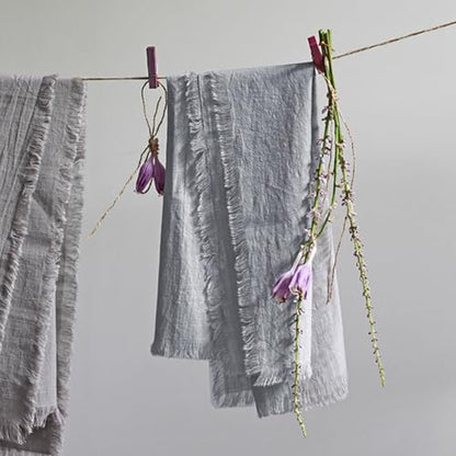 Handmade Cloth Napkins 100% Cotton Napkins with Fringe，Delicate Handmade Cloth Napkins for Dinners, Parties, Weddings and More，18 x 18 Inch Set of 4 - Light Grey - color: Light Gray