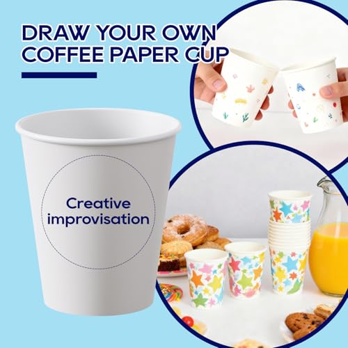 LITOPAK 400 Pack 8 oz Disposable Paper Coffee Cups, White Paper Hot Coffee Cups for Party, Picnic, Travel, and Events - color: White-8oz