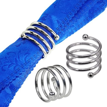 Patty Both 6Pcs Silver Dinner Napkin Rings Set - Napkin Holders for Cloth Napkins for Wedding Decorations Kitchen Dining Table Decor