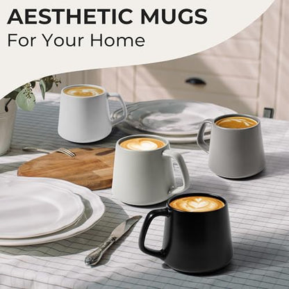 MIAMIO - Coffee Mugs Set of 4, Ceramic (14oz) - Luxe (Classic Pastel) | Large Ceramic Coffee Mugs for Cappuccino, Tea and Espresso, Tea / Coffee Mug 4-Piece Set, Cup Set - dishwasher safe - color: Classic Pastel