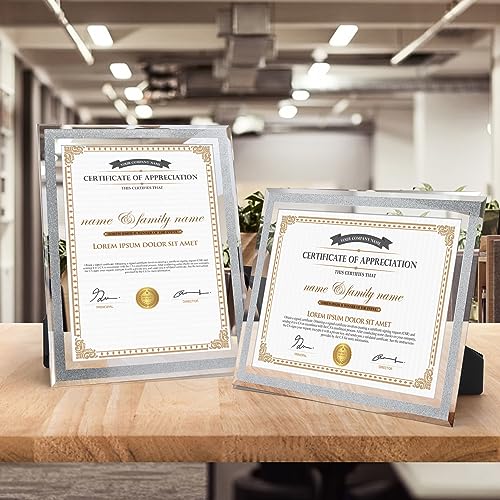 Hoikwo 8.5 by 11 Picture Frames, 6 Pack 8.5x11 Bling Glass Frames – For Small Business Licenses, School Certificates, Family Awards & Office Diplomas, Tabletop Display Only – Vertical or Horizontal - size: Bling-8.5x11-6 Frames