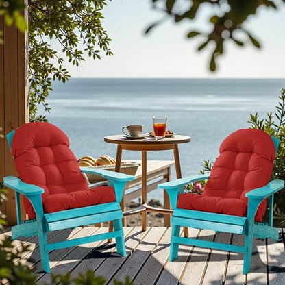 Adirondack Chair Cushion, Rocking Chair Cushion 44x19.4x4 inch, High Back Patio Cushions of Upper and Lower with Ties, Sunscreen and Fade-Resistant (Red, 2) - color: Red