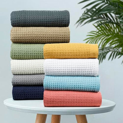 100% Cotton Waffle Weave Blanket, Twin Size 60 x 90 Inches, 300 GSM Lightweight Breathable Cooling Bed Blanket for Summer & All Season, Soft Woven Blanket, Grey - color: Grey, size: 60x90-Twin