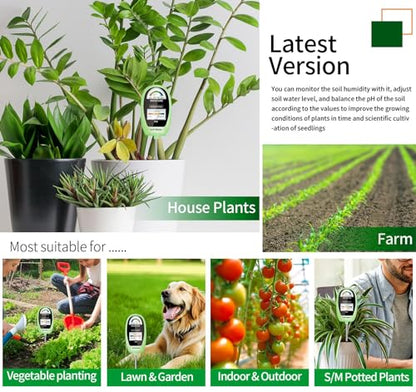 Soil Test Kit, 2-in-1 Soil Moisture Meter, Soil pH Meter -Dual Dial-Simultaneously-Display Results-Soil pH Tester, Moisture Meter for Garden,Lawn,Farm Indoor&Outdoor Plants-Teargreen - color: Teagreen