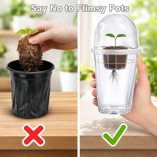 12 Pack 5in1 Seed Starter Cup Kit With Dome,Propagation Cups Self Watering | Tabletop Mini Greenhouse Hydroponics Growing System Kit for Herbs,Indoor Herb Garden,Root Observation