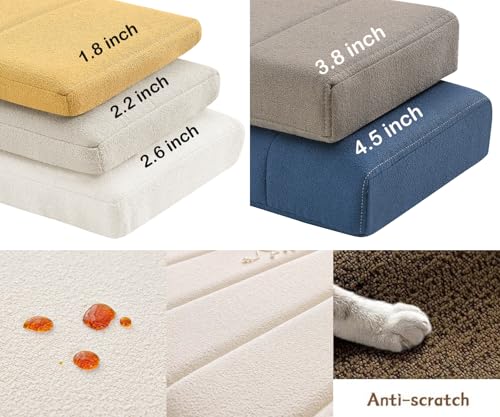 Custom Bay Window Sill Seat Cushion Plump Textured Line Customized Bench Seating Foam Cushions for Indoor Furniture, Mudroom, Reading Nook, Kitchen Dining Room, Anti-Cat, Splash-Proof, Non Slip Bottom