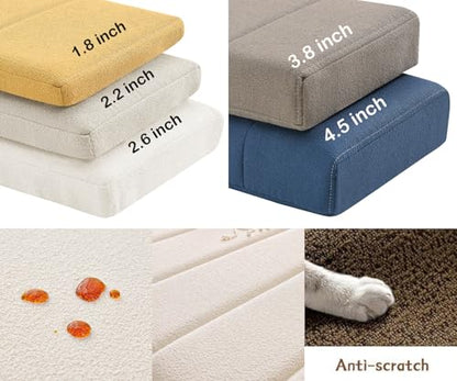 Custom Bay Window Sill Seat Cushion Plump Textured Line Customized Bench Seating Foam Cushions for Indoor Furniture, Mudroom, Reading Nook, Kitchen Dining Room, Anti-Cat, Splash-Proof, Non Slip Bottom