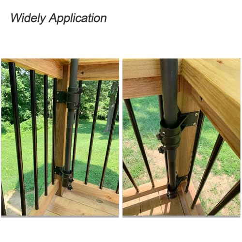 Corner Patio Umbrella Holder, Stainless Steel Heavy Duty Umbrella Mount for Deck Railing Corners, Space-Saving Corner Umbrella Clamp Bracket, Fits Poles up to 2" OD