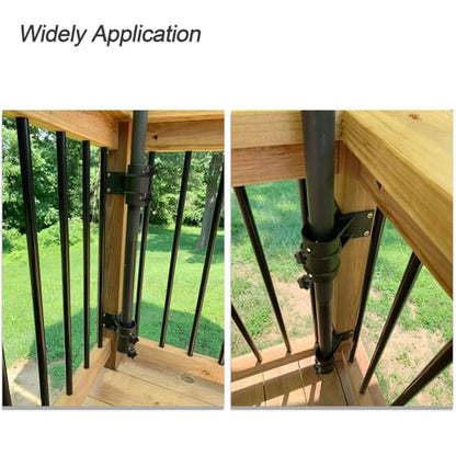 Corner Patio Umbrella Holder, Stainless Steel Heavy Duty Umbrella Mount for Deck Railing Corners, Space-Saving Corner Umbrella Clamp Bracket, Fits Poles up to 2" OD