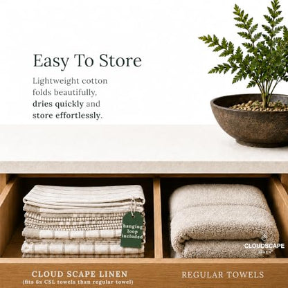 CSL Pack of 12 Kitchen Towels, Absorbent & Soft, Oversized, 18x28 - Beige | Soft, Quick-drying Weave, no Streaking, Hanging Loop, Always a Clean Towel Ready, Linen-inspired Texture, Housewarming Gift - color: Beige, size: 12 Pack