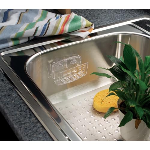 iDesign Kitchen Sink Suction Holder, Clear, Large | For Sponges, For Scrubbers, For Soap - size: Large
