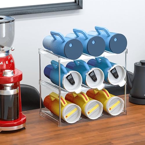 3 Tier Stackable Wine and Water Bottle Holder Free-Standing Fridge Wine Bottle Organizers Clear Plastic Water Bottle Holder for Cabinet,Refrigerator,Pantry,Kitchen Countertops,Holds 9 Bottles - size: 3 Tier-Holds 9 Bottles