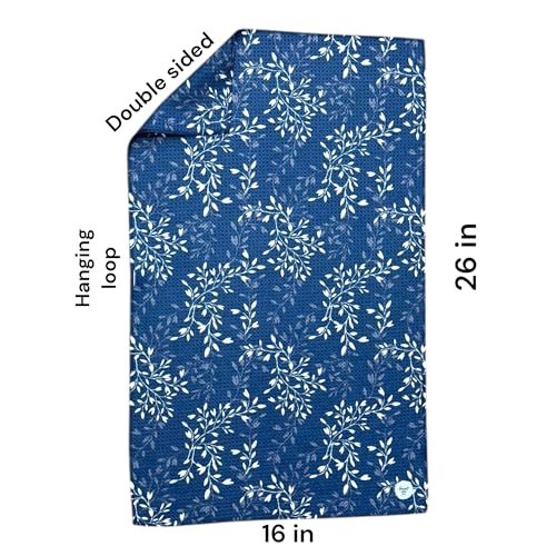 Kitchen Towels, Dish Towels for Kitchen, 3 Pc Kitchen Towel Set | Microfiber Waffle Towels, 16 x 26 inches, with Hanging Loops, Reusable Tea Towels, Cute Kitchen Towels - 3 Pack - color: Navy/Tan
