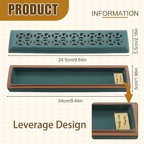 CEREMONY Incense Holder for Sticks, Ceramic Insence-Stick Holder Ash Catcher, Incense Holder Timkburner for Meditation Yoga Spa Room Incense Holder (Lever Green) - color: Lever Green