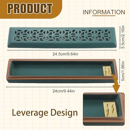 CEREMONY Incense Holder for Sticks, Ceramic Insence-Stick Holder Ash Catcher, Incense Holder Timkburner for Meditation Yoga Spa Room Incense Holder (Lever Green) - color: Lever Green