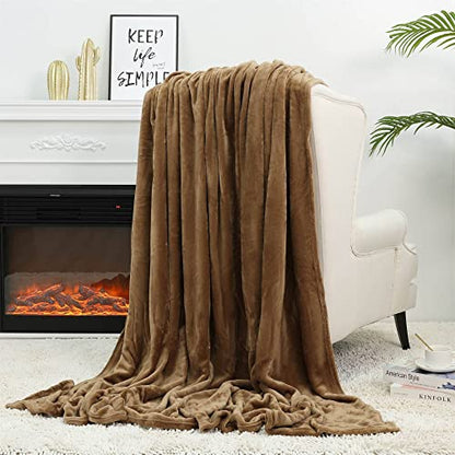 NANPIPER Fleece Blankets Super Soft Flannel King Size Blanket for Bed Luxury Cozy Microfiber Plush Fuzzy Blanket,Coffee Brown - color: Coffee Brown, size: King