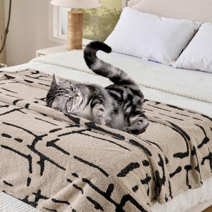 Minimalist Throw Blanket-Cozy Soft Lightweight Fuzzy Throw Blanket for Sofa, Couch, Bed & Chair,Beige, 50" x 60" - color: Beige 2