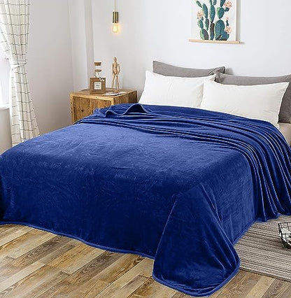 Fleece Blanket Twin Size 350GSM Lightweight Throw for The Bed Extra Soft Brush Fabric Super Warm Sofa Blanket 66" x 90"(Royal Blue Twin) - color: Royal Blue, size: Twin (90-Inch-by-66-Inch)