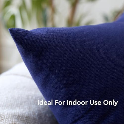 Cotton Canvas Throw Pillow Covers By Encasa Pack of 2 Scotch Blue 12"x12" No Insert with Hidden Zipper | Decorative Cushion Covers for Fall, Halloween, Thanksgiving, Christmas | Durable Cotton Canvas | Concealed Invisible Zipper | Ideal for DIY & Embroide