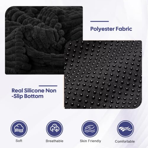 idee-home Recliner Cushions with Lumbar Support Pillow Set for Elderly | 20x20x5 Inch Recliner Seat Cushion Tufted, Large Square Seat Cushion Non-Slip Reduce Hip & Lumbar Pain - color: Black Seat&lumbar