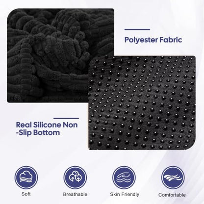 idee-home Recliner Cushions with Lumbar Support Pillow Set for Elderly | 20x20x5 Inch Recliner Seat Cushion Tufted, Large Square Seat Cushion Non-Slip Reduce Hip & Lumbar Pain - color: Black Seat&lumbar