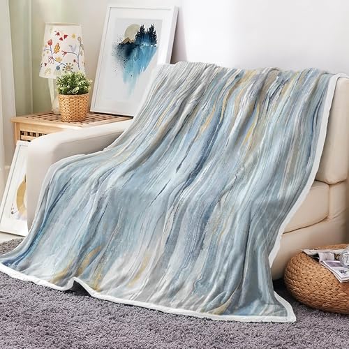 JAWO Throw Blanket, Light Blue Blankets Abstract Soft Blankets for Couch Sofa Bedroom, Morden Blue Cool Colors Blanket for Women Girls Gifts,50X60IN - color: Blue, size: 50X60