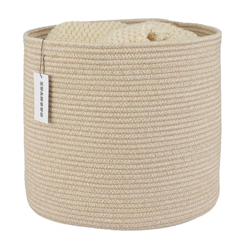 XUANGUO Cotton Rope Basket For Girls Boys Kids 16”X14” | Baby Laundry Baskets, Blanket Basket, Nursery Bin; Round Woven Basket Organizer for Toy Storage, Blankets, Shoes and Clothes - color: oatmeal