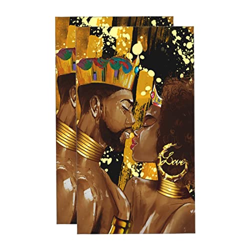Bath Towels Set of 2 Hand Towels for Bathroom African Queen and King Black Crown Decorative 27.5x16Inch Absorbent Soft for Yoga Gym Spa Hotel Bathroom Kitchen - color: Style22