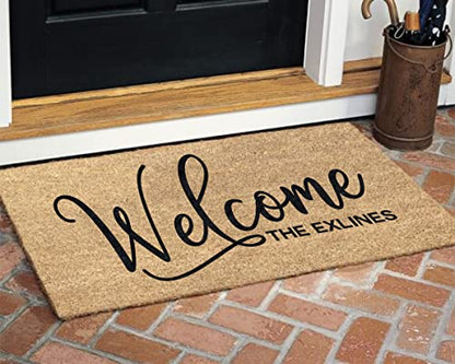Personalized Welcome Coir Doormat – Custom Front Door Mat, 24x36 | natural coconut husk, 3/4in thick, printed no decals, add your text, wedding housewarming closing gift, entryway - size: 24"x 36"
