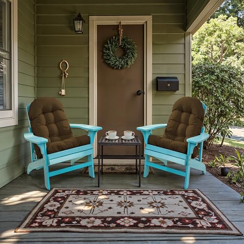 Adirondack Chair Cushion, Rocking Chair Cushion 44x19.4x4 inch, High Back Patio Cushions of Upper and Lower with Ties, Sunscreen and Fade-Resistant (Brown, 2) - color: Brown