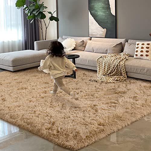 HOMORE 4x6 Rug for Bedroom, Light Tan Fluffy Area Rug Modern Shag Rugs for Living Room, Super Soft Beige Rug for Kids Room, Cute Carpets for Nursery Boys Girls Home Dorm | Soft,Modern, Shag,Cute Carpets for Nursery Boys Girls Room - color: Light Tan, size