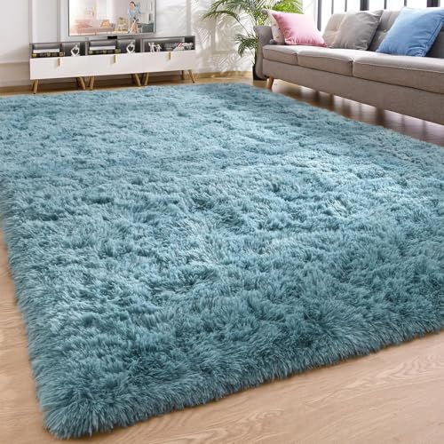 YJ.GWL Area Rugs for Living Room Bedroom, 3x5 Machine Washable Small Teal Bedside Rug, Soft Fluffy Shaggy Thick Shag Indoor Floor Carpet for Kids Boy and Girls Room Preppy Dorm Home Decor Aesthetic - color: Turquoise Green, size: 3' x 5' (Rectangular)