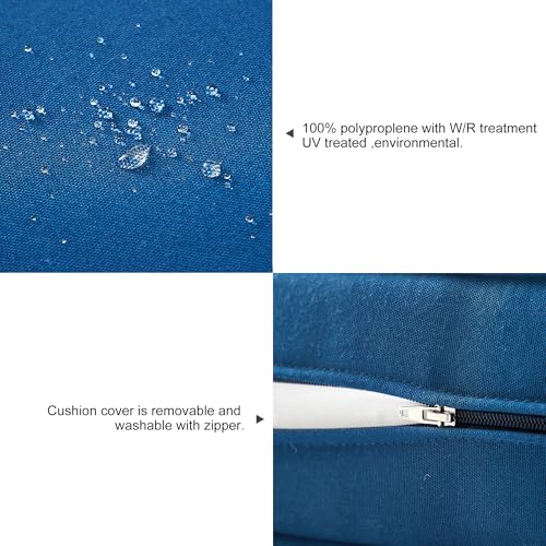 ARTPLAN Loveseat Patio Deep Seat Cushions 46"x24"x5" Bench Pad,Classic Blue | High-density foam fill, solution-dyed UV water repellent fabric, zipper removable cover fits patio swing & bench furniture - color: Classic Blue