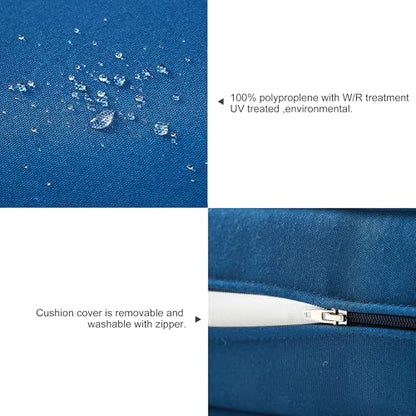 ARTPLAN Loveseat Patio Deep Seat Cushions 46"x24"x5" Bench Pad,Classic Blue | High-density foam fill, solution-dyed UV water repellent fabric, zipper removable cover fits patio swing & bench furniture - color: Classic Blue