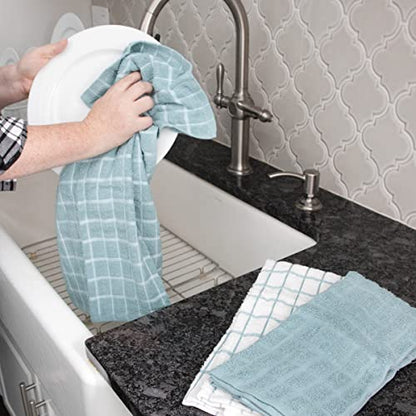 Ritz Premium 100% Cotton Terry Check Kitchen Dish Towels - Highly Absorbent, Super Soft, Long-Lasting, 25"x15", 3-Pack, Dew - color: Dew, size: 3-Pack - Kitchen Towel