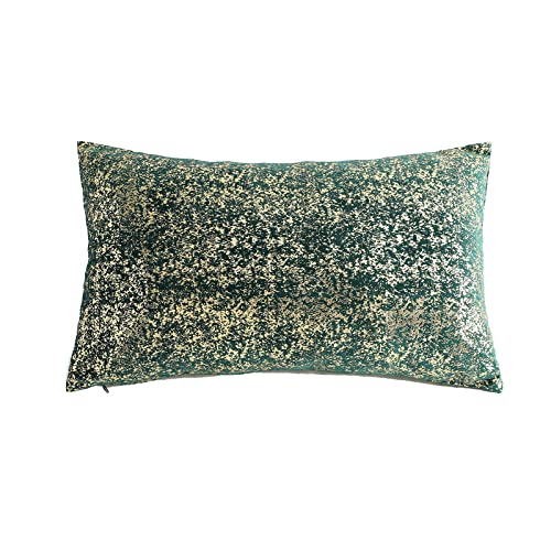 Deeprove 12 x 20 Throw Pillow Cover Rectangle, Both Sides Metallic Sparkle Gold Foil Print, Decor Soft Velvet Hidden Zipper Closure Accent Pillow Cushion Case for Couch, Lumbar, Oblong 1 Pack, Green - color: Dark Green, size: 20" x 12" (Pack of 1)