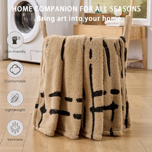 Minimalist Fleece Throw Blanket-Cozy Soft Lightweight Fuzzy Throw Blanket for Sofa, Couch, Bed & Chair,Camel, 50" x 60" - color: Camel